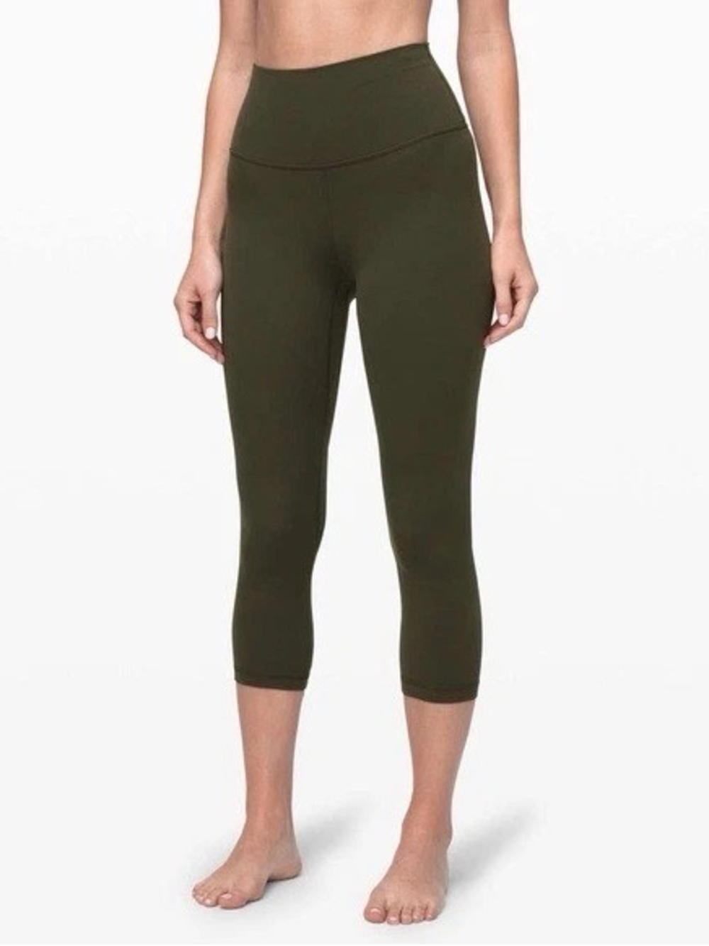 Lululemon 21” Crop High-Waist Leggings in Olive Green
